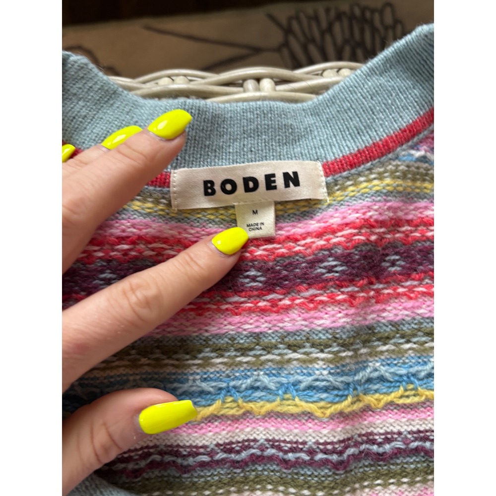 Boden Quinn Boyfriend Fair Isle Alpaca Wool Cardigan Medium cabincore grandpa - Picture 8 of 11